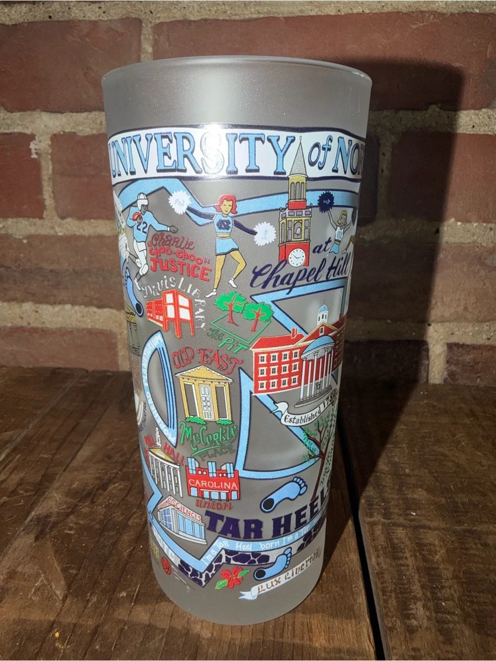 University of North Carolina Tar Heels 2 Frosted Glass Souvenir Academic Sports